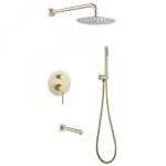 Душевая система Abber Emotion встраиваемая с верхним душем с лейкой со смесителем золото матовое (AF8817G)