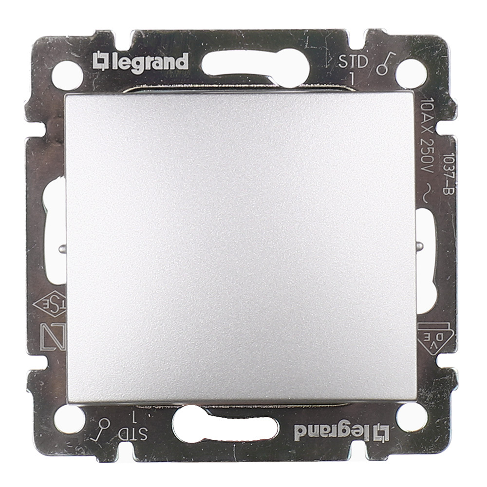 original-19935.jpg Выключатель Legrand Valena одноклавишный встраиваемый алюминий (694336) — изображение 1