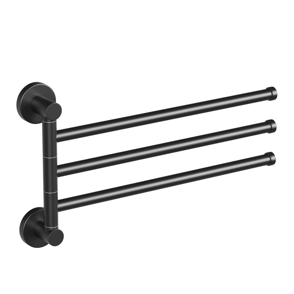 original-20040.jpg Полотенцедержатель Haiba HB8713 375 мм тройной поворотный на шуруп металл черный (550610) — изображение 1