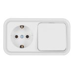 Блок выключатель и розетка Svet одноклавишный накладной белый (EV0362-5120)