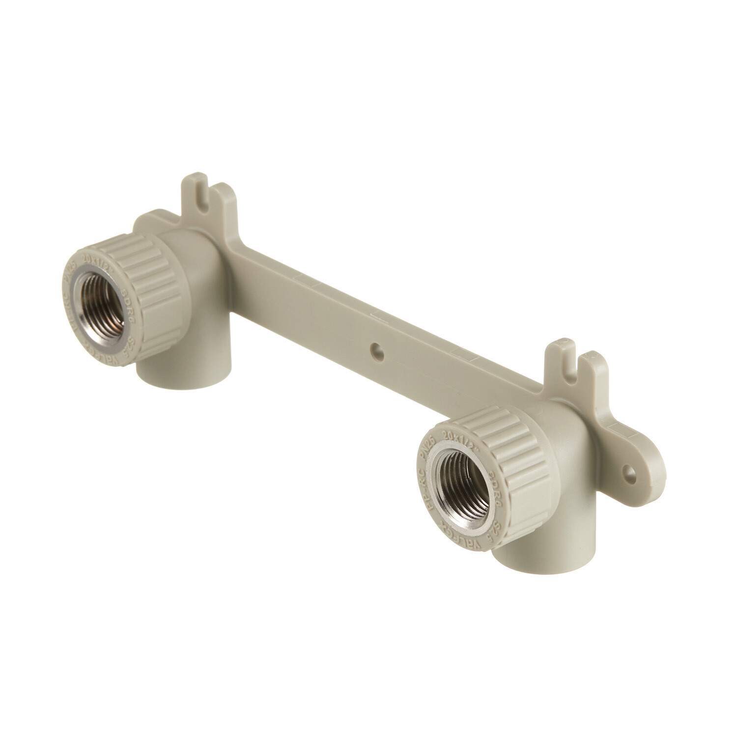 original-20683.jpg Водорозетка полипропиленовая Valfex двойная 20 мм х 1/2 ВР(г) на планке серая (10124020Г) — изображение 1