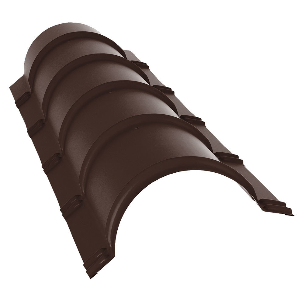 original-21176.jpg Конек для металлочерепицы 300х110 мм 2 м полукруглый коричневый RAL 8017 — изображение 1