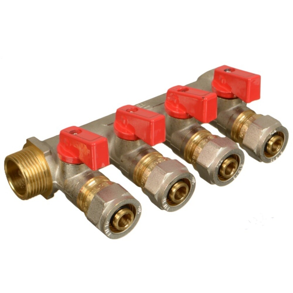 original-21472.jpg Коллектор Terma 3/4 ВР(г) х 4 выхода 16 обж(ц) х 3/4 НР(ш) с шаровыми кранами (35993) — изображение 1