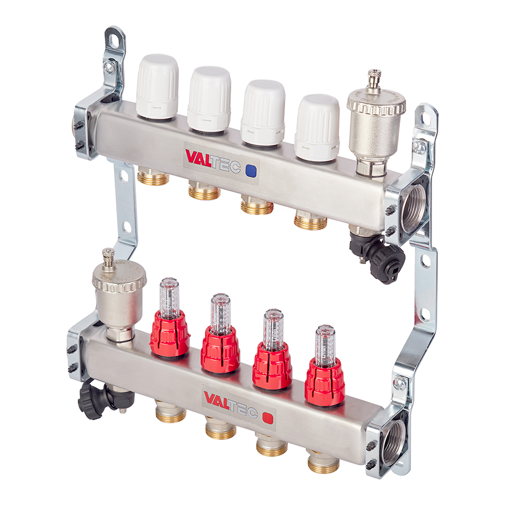 original-22335.jpg Коллекторная группа с расходомерами нержавеющая сталь Valtec 1 ВР(г) х 4 выхода 3/4 НР(ш) ЕК х 1 ВР(г) — изображение 1