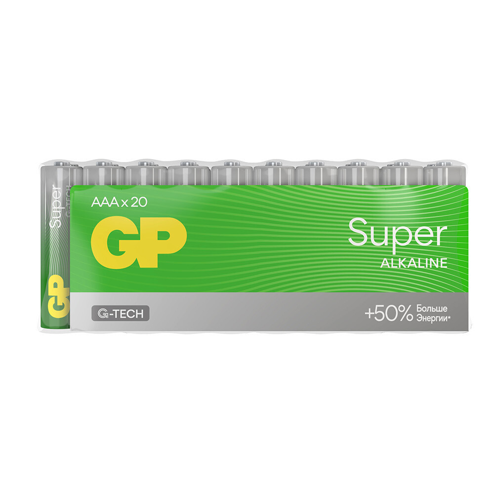 original-22561.jpg Батарейка GP Batteries Super Алкалин AAA мизинчиковая LR03 1,5 В (20 шт.) (GP 24AA21-2CRSWC20) — изображение 1