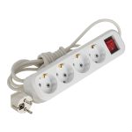 Удлинитель Stekker 4 розетки 3 м ПВС 3х0,75 кв.мм 10 А 2,2 кВт с кнопкой белый (39524)