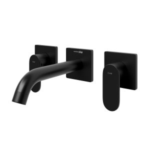 Смеситель для раковины встраиваемый WasserKraft Elbe черный двухрычажный со скрытой частью в комплекте (7445)