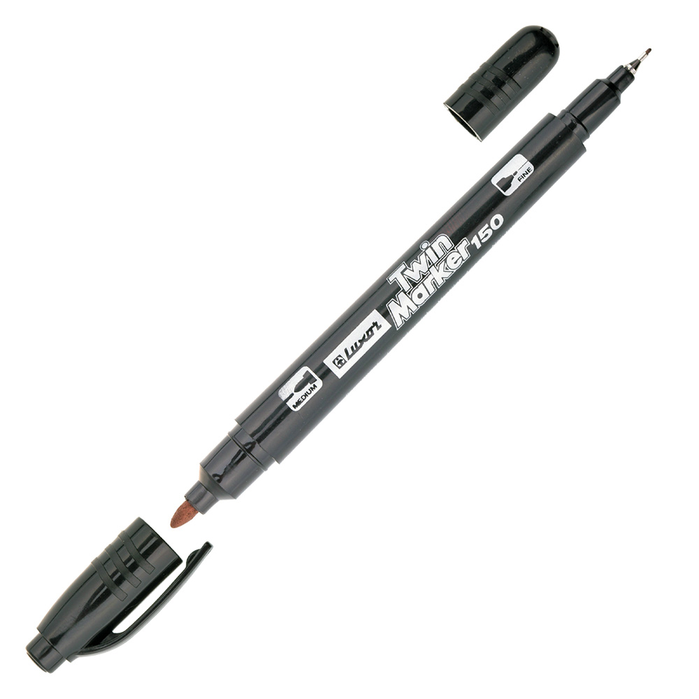original-23439.jpg Маркер перманентный двусторонний Luxor Twin Marker черный грифель 1 мм — изображение 1