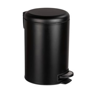 Ведро для мусора Primanova Elit с крышкой 12 л металл черное с педалью