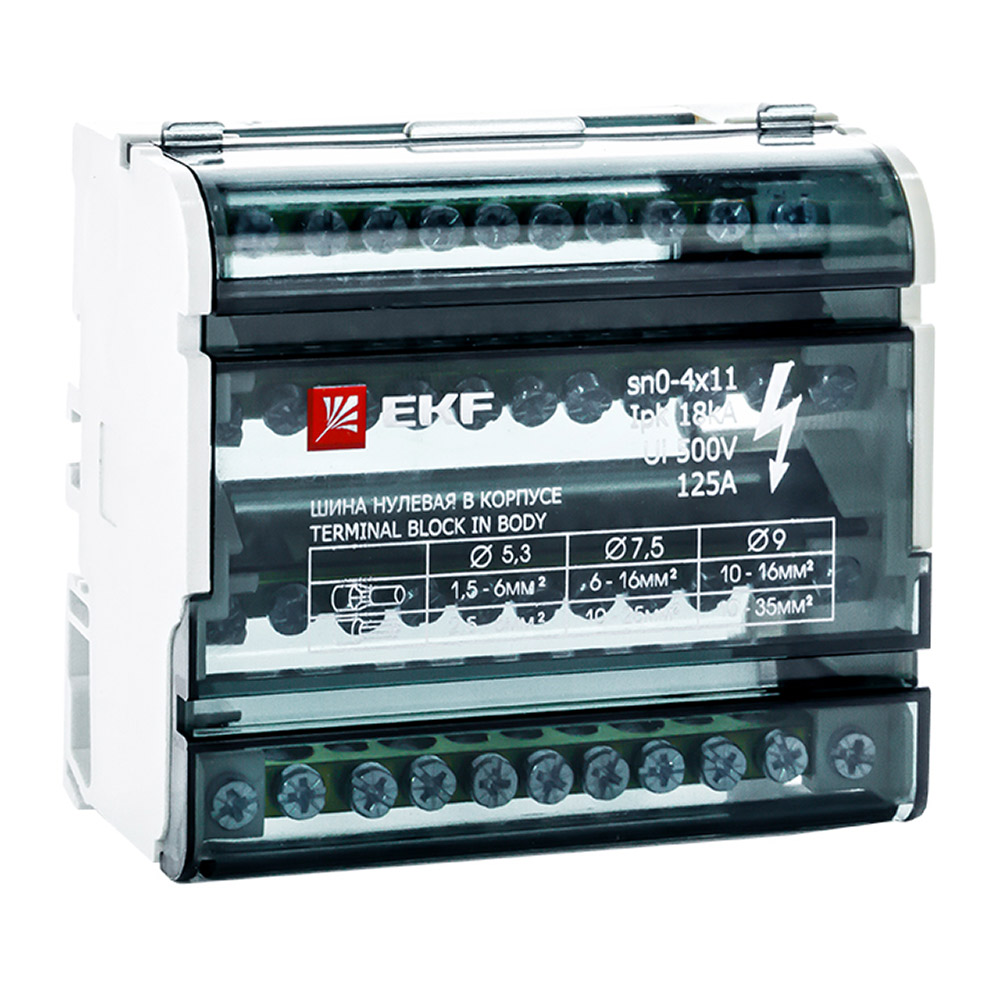 original-24985.jpg Шина нулевая EKF PROxima 4х11 отверстий в корпусе (sn0-4х11) — изображение 1