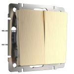 Выключатель Werkel двухклавишный встраиваемый шампань рифленый (a051423)