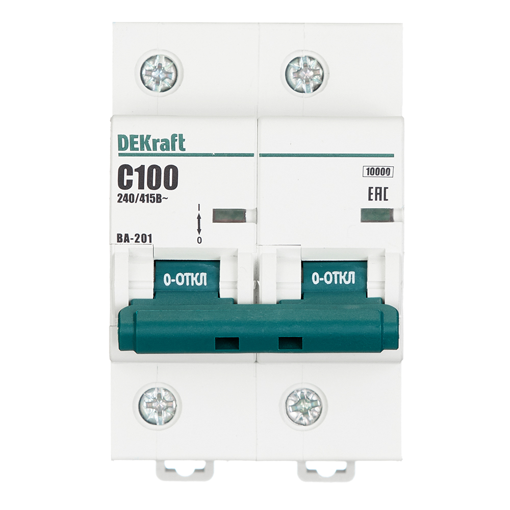 original-2559.jpg Автоматический выключатель модульный Dekraft ВА-201 2P 100А тип C 10 кА 220 В (13006DEK) — изображение 1