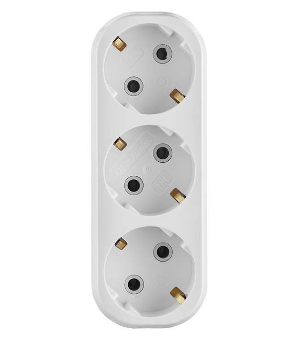 original-26437.jpg Разветвитель 3 розетки UNIVersal 16 А 230 В 3,5 кВт белый (А303) — изображение 1
