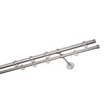 Карниз настенный металлический двухрядный круглый 160 см d20 мм серебро