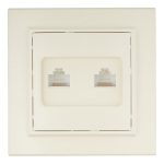 Розетка компьютерная EKF Минск встраиваемая бежевая 2хRJ45 (ERK02-035-20)