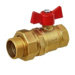 Кран шаровой латунный БАЗ Standart 1/2 ВР(г) х 1/2 НР(ш) проходной бабочка со сгоном прямой (БАЗ.А.А31.1.15.40)