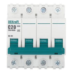 Автоматический выключатель модульный Dekraft BA-101 4Р 20А тип C 4,5 кА 230/400 В (11091DEK)