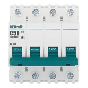 Автоматический выключатель модульный Dekraft BA-101 4Р 50А тип C 4,5 кА 230/400 В (11095DEK)