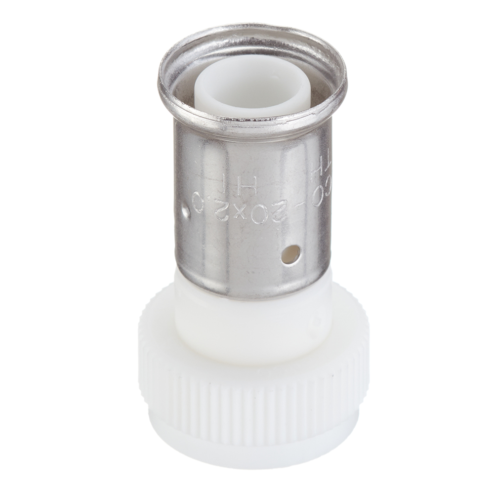 original-27864.jpg Муфта с накидной гайкой Henco (26PKW-2005) 20(пресс) х 3/4 ВР(г) белая PVDF — изображение 1