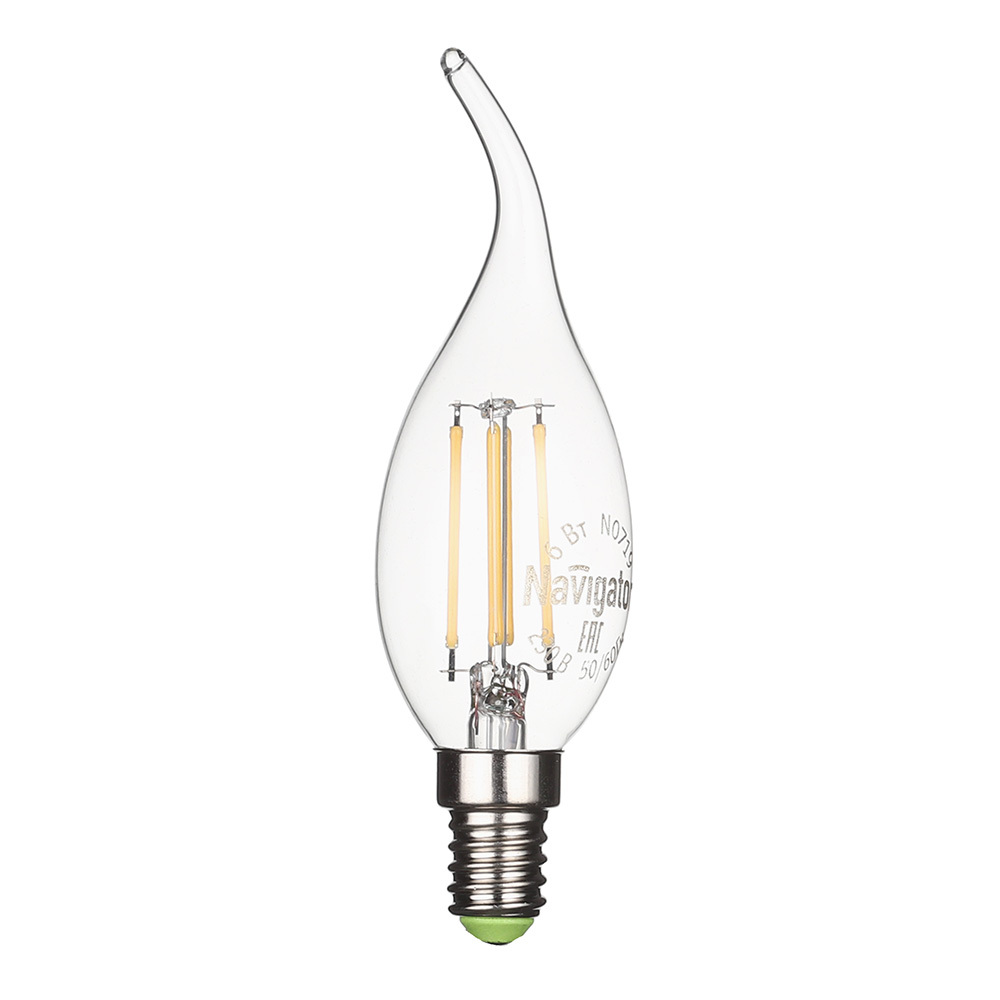 original-27885.jpg Лампа светодиодная филаментная Navigator E14 2700К 6 Вт 650 Лм 220 В свеча на ветру прозрачная — изображение 1