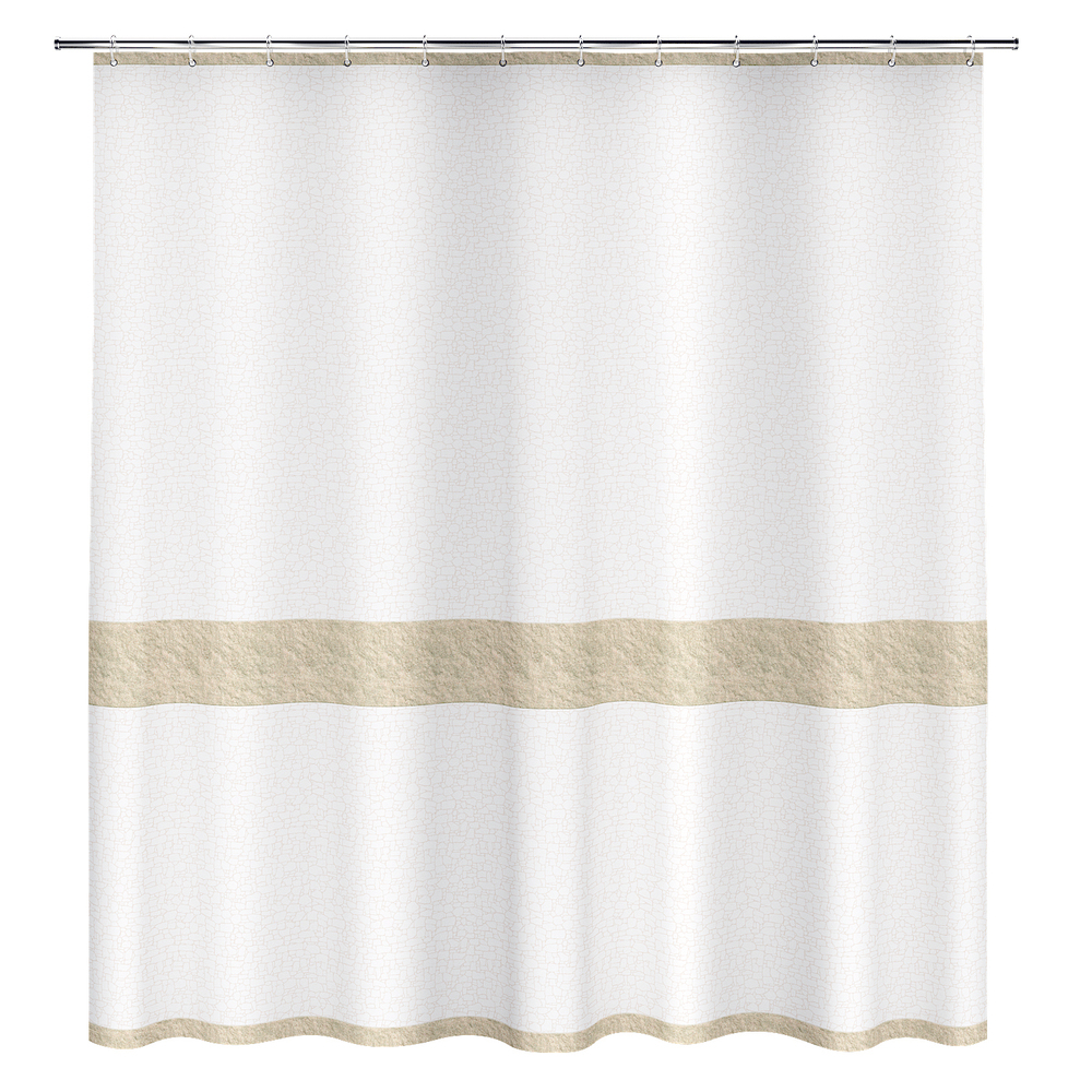 original-28033.jpg Штора для ванны Fora Stone Natural 1800х1800 мм полиэстер белая/бежевая (FOR-STN203NAT) — изображение 1