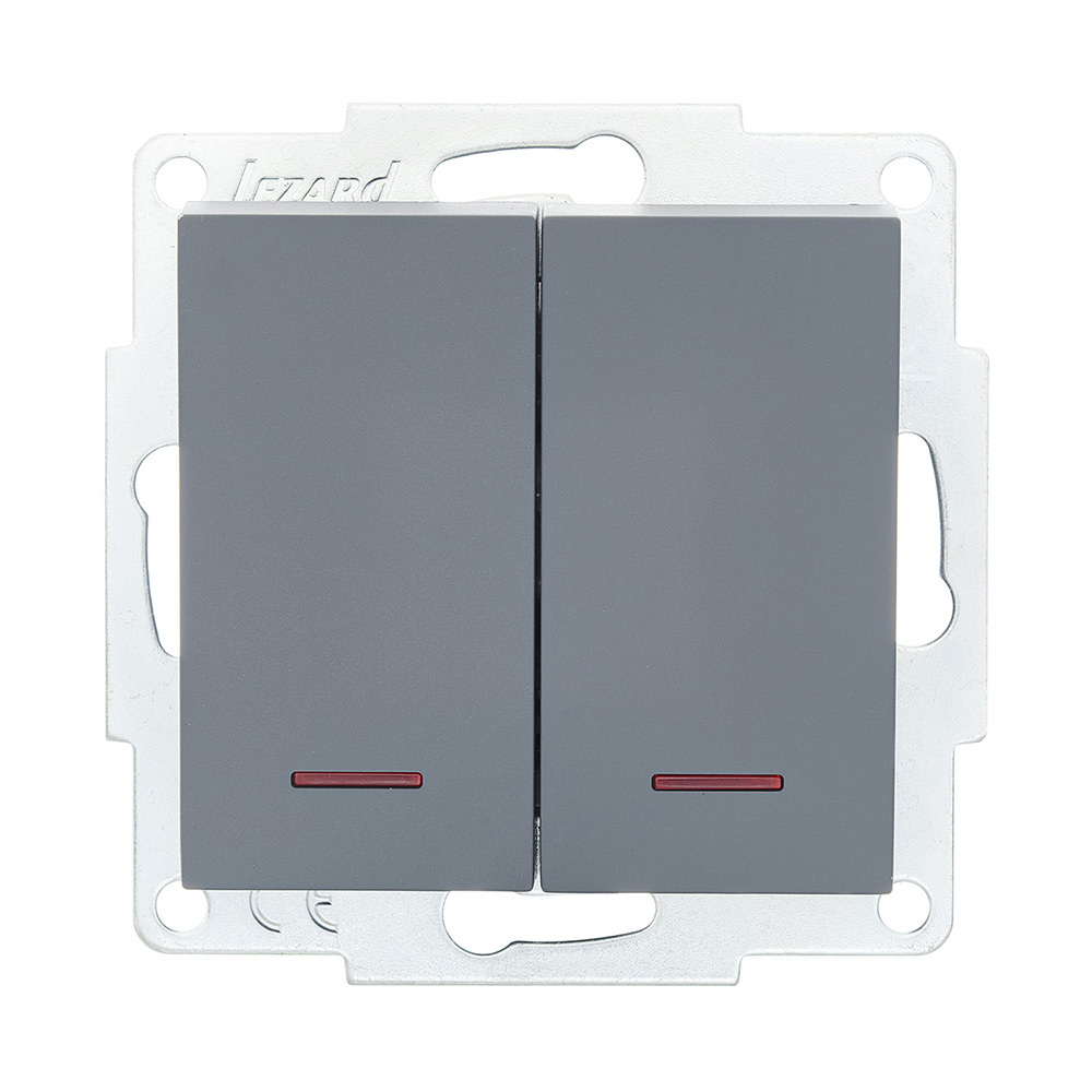 original-28127.jpg Выключатель Lezard Vesna двухклавишный встраиваемый графит (742-3488-112) — изображение 1