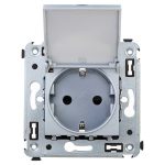 Розетка DKC Avanti встраиваемая серебристая с крышкой (1495218)
