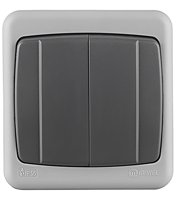 original-28926.jpg Выключатель Makel двухклавишный накладной серый (36064003) — изображение 1
