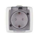 Розетка Hegel Alfa накладная белая со шторками с крышкой (РА16-212)