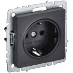 Розетка IEK Brite РС14-1-0-БрЧ встраиваемая черная со шторками (BR-R14-16-K02)