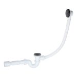 Сифон для ванны АНИ пласт 1 1/2х40 мм проточный слив d50 мм автомат с выпуском клик-клак с соединением 40/50 мм черный (EC155BL)