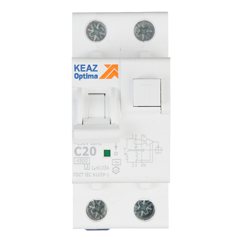 original-29538.jpg Автомат дифференциальный КЭАЗ OptiDin D63 20А 1P+N тип AC 30 мА 4,5 кА (328099) — изображение 1
