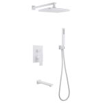 Душевая система Abber Weiss Insel встраиваемая с верхним душем с лейкой со смесителем белая матовый (AF8017FW)