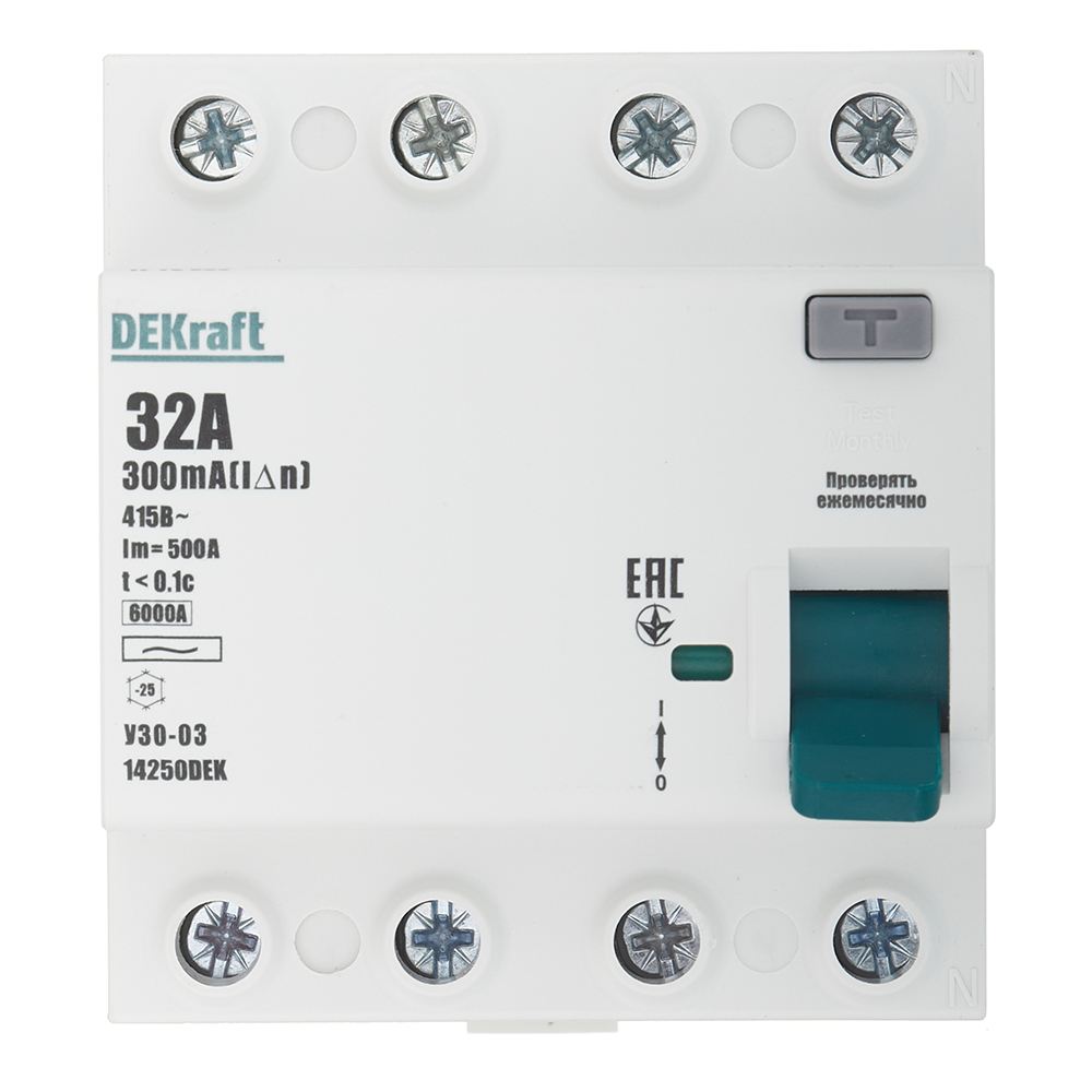 original-29768.jpg УЗО Dekraft УЗО-03 32А 3P+N тип AC 300 мА 6 кА компактное (14250DEK) — изображение 1