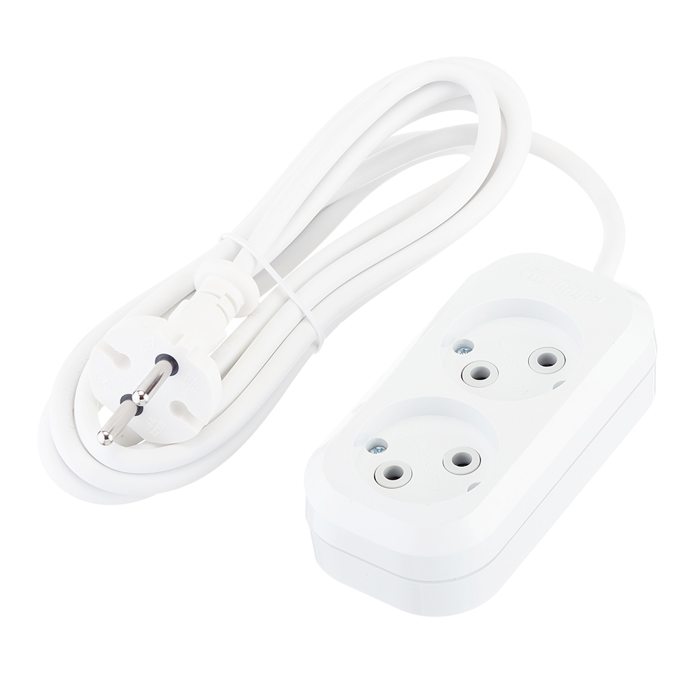 original-29853.jpg Удлинитель Makel 2 розетки 3 м ПВС 2х0,75 кв.мм 10 А 2,2 кВт белый (MGP103) — изображение 1