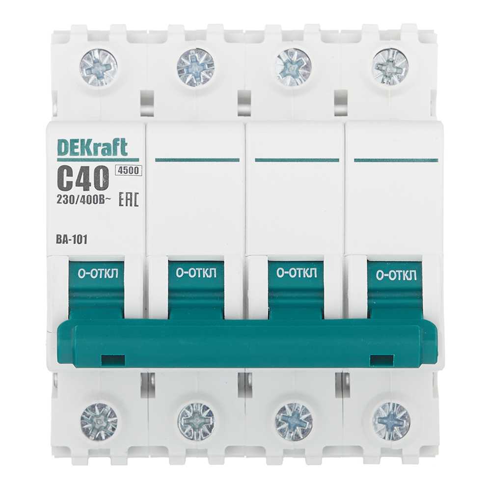 original-30168.jpg Автоматический выключатель модульный Dekraft BA-101 4Р 40А тип C 4,5 кА 230/400 В (11094DEK) — изображение 1