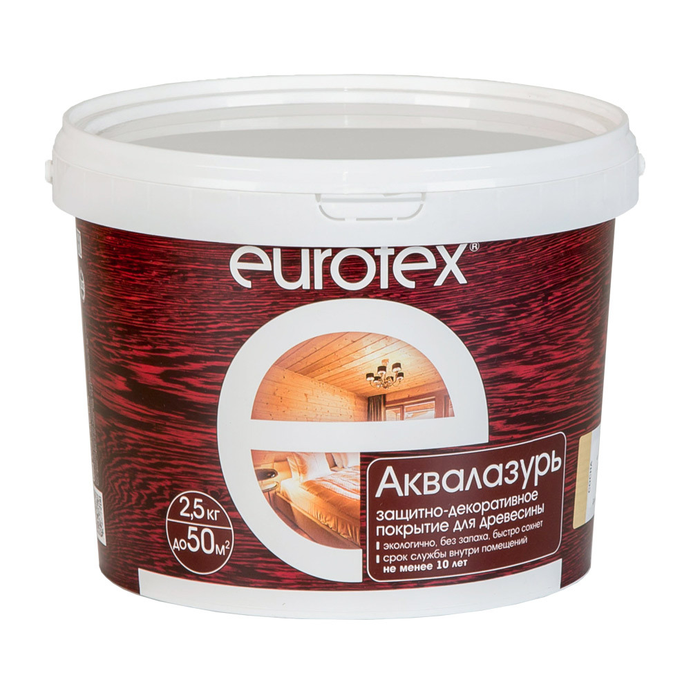 original-30185.jpg Лак антисептик акриловый Eurotex Аквалазурь бесцветный 2,5 л — изображение 1
