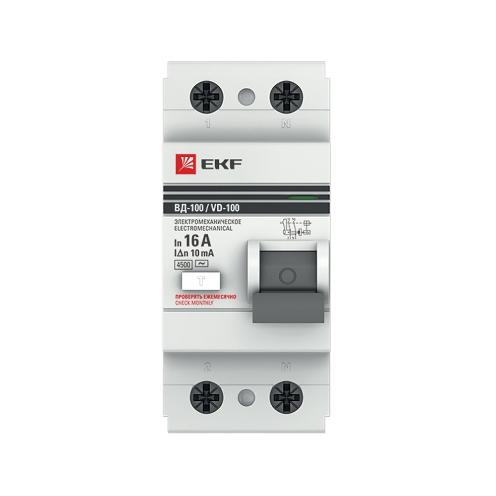 original-30502.jpg УЗО EKF PROxima ВД-100 16А 1P+N тип AC 10 мА 4,5 кА (elcb-2-16-10-em-pro) — изображение 1