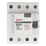 УЗО EKF Basic ВДТ-40 40А 3P+N тип AC 300 мА 4,5 кА (elcb-4-40-300e-sim)