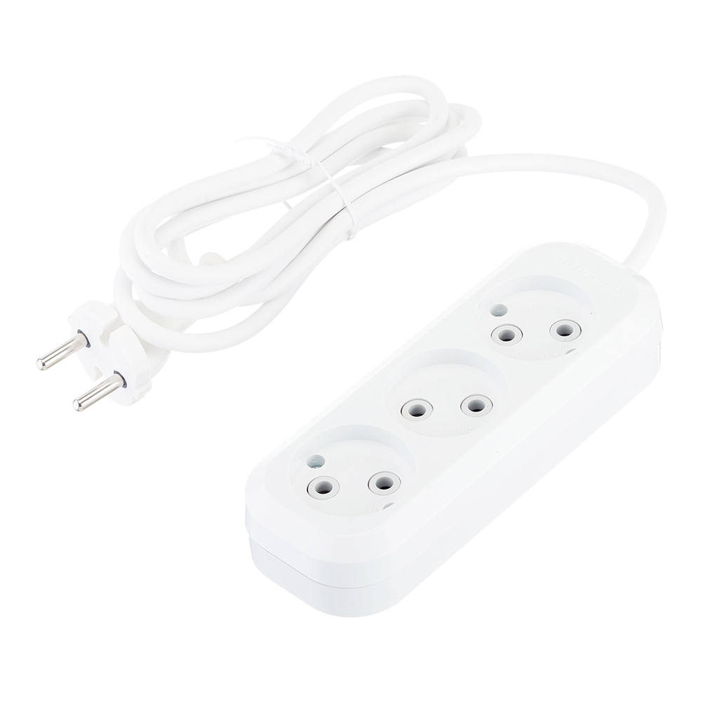 original-30646.jpg Удлинитель Makel 3 розетки 2 м ПВС 2х0,75 кв.мм 10 А 2,2 кВт белый (MGP122) — изображение 1