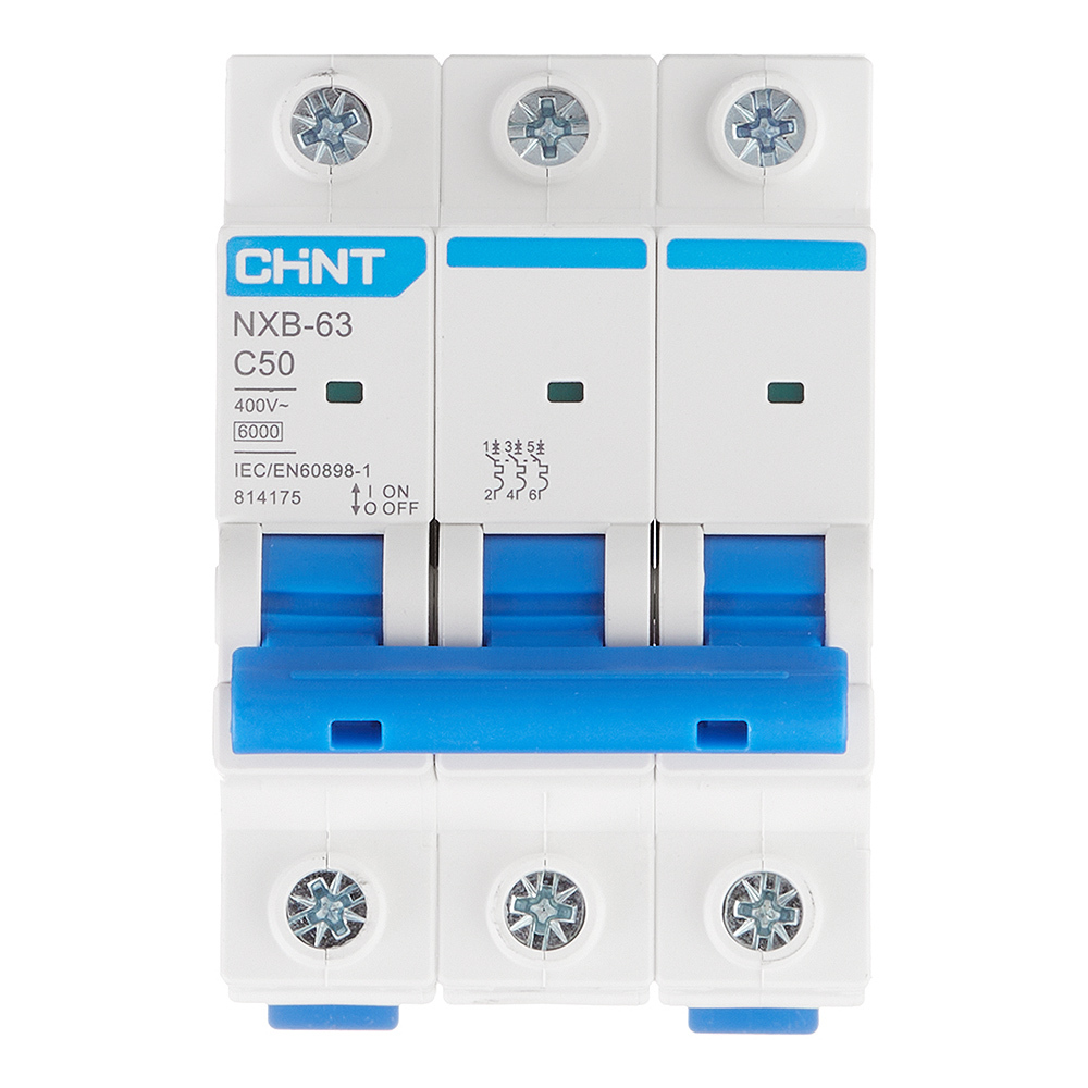original-30666.jpg Автоматический выключатель модульный Chint NXB-63 3P 50А тип C 6 кА 400 В (814175) — изображение 1