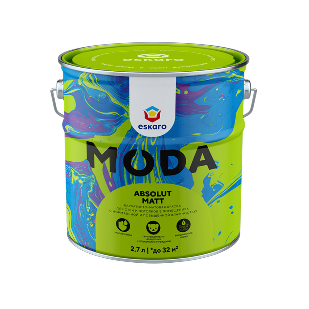original-30779.jpg Краска моющаяся Eskaro Moda Absolut Matt база TR бесцветная 2,7 л — изображение 1
