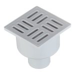 Трап душевой вертикальный АНИ пласт с гидрозатвором 100х100 мм d50 мм пластиковая решетка (TA5204)