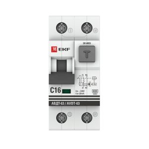 Автомат дифференциальный EKF PROxima АВДТ-63 16А 1P+N тип A 30 мА 6 кА (DA63-16-30)