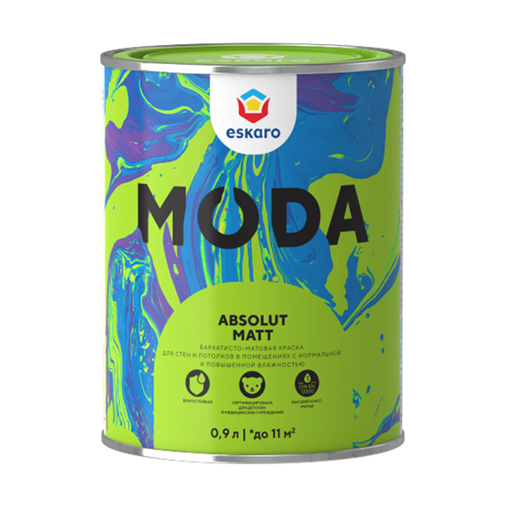 original-32122.jpg Краска моющаяся Eskaro Moda Absolut Matt база А белая 0,9 л — изображение 1