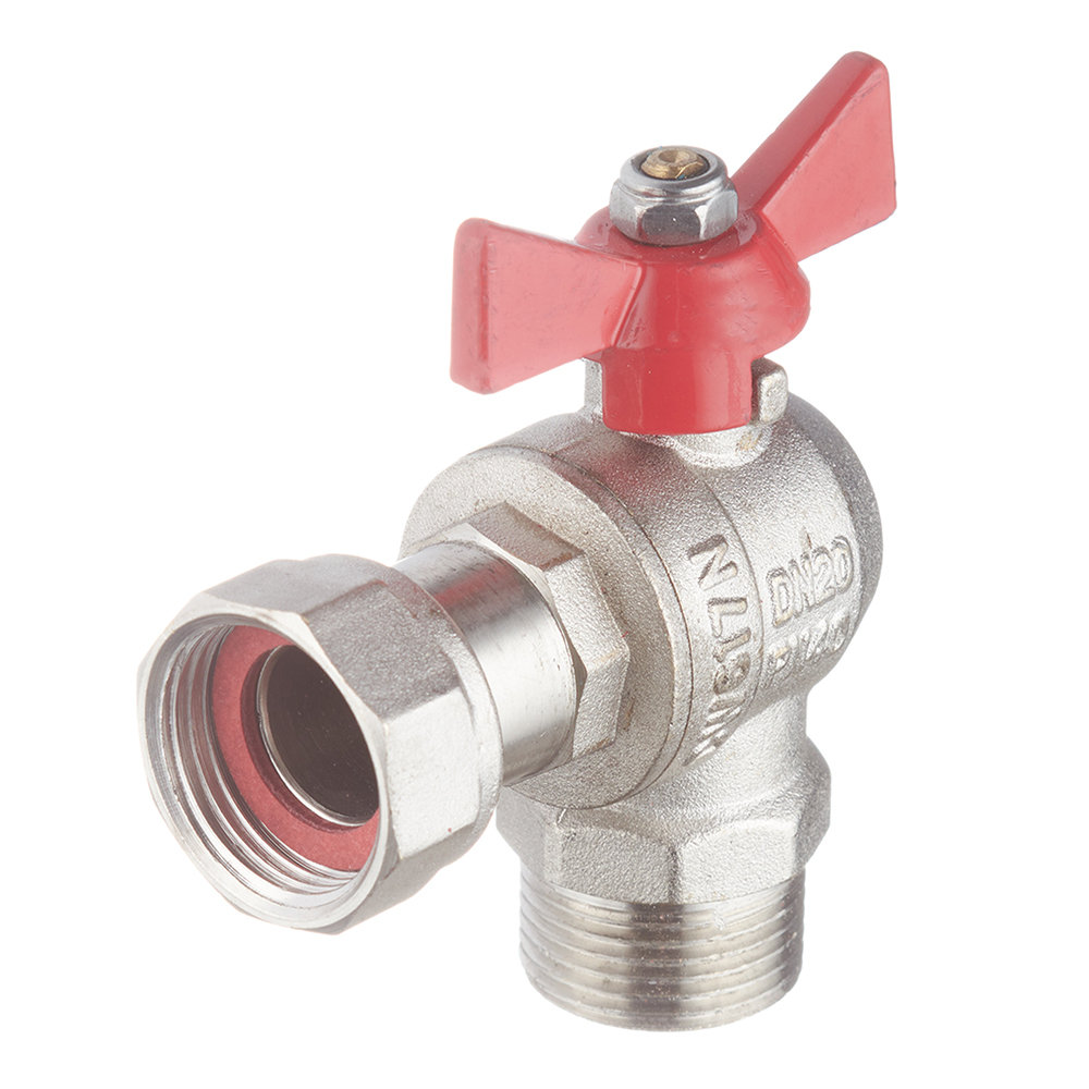 original-32471.jpg Кран шаровой латунный Valtec Base 3/4 ВР(г) х 3/4 НР(ш) бабочка с накидной гайкой угловой (VT.267.N.0505) — изображение 1