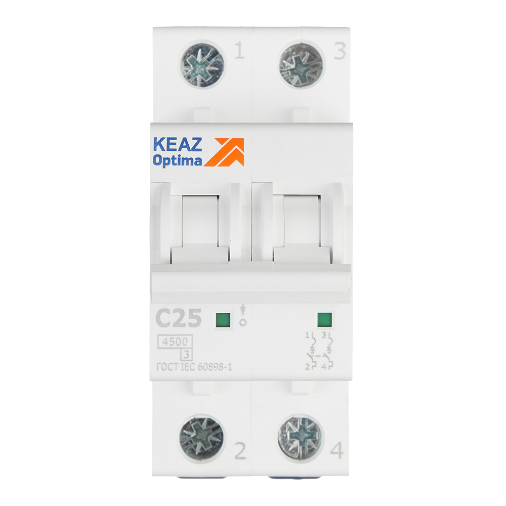 original-32725.jpg Автоматический выключатель модульный КЭАЗ OptiDin BM63 2P 25А тип C 4,5 кА 230/400 В (326805) — изображение 1