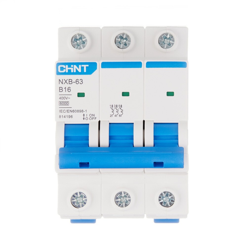 original-32945.jpg Автоматический выключатель модульный Chint NXB-63 3P 16А тип B 6 кА 400 В (814196) — изображение 1