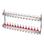 Коллекторная группа с расходомерами нержавеющая сталь Stout 1 ВР(г) х 13 выходов 3/4 НР(ш) ЕК х 1 ВР(г)