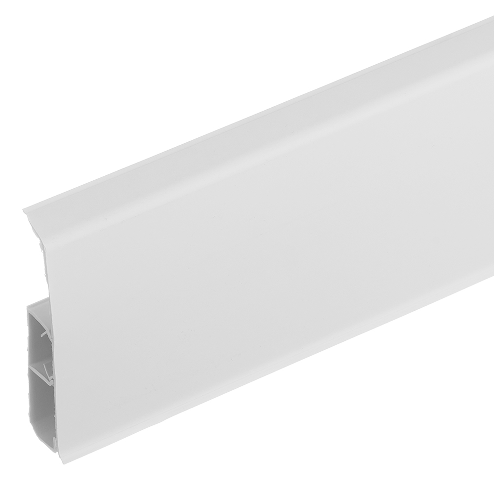 original-33289.jpg Плинтус ПВХ напольный Wimar Quadro 100 мм белый матовый 2200 мм Г-профиль со съемной панелью — изображение 1